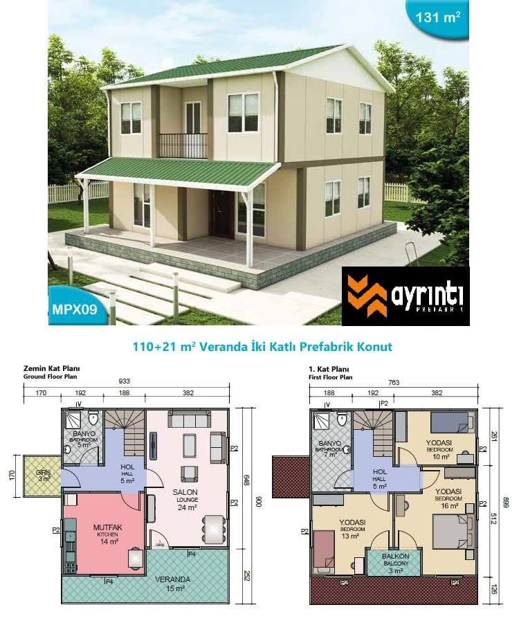 İki Katlı Prefabrik Konut