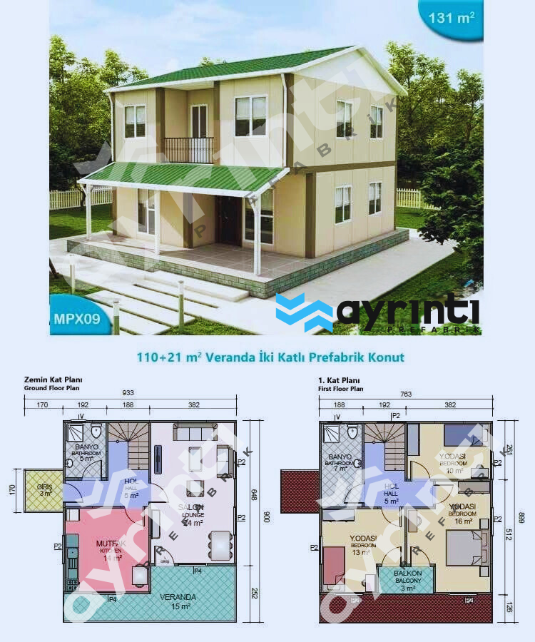 İki Katlı Prefabrik Konut